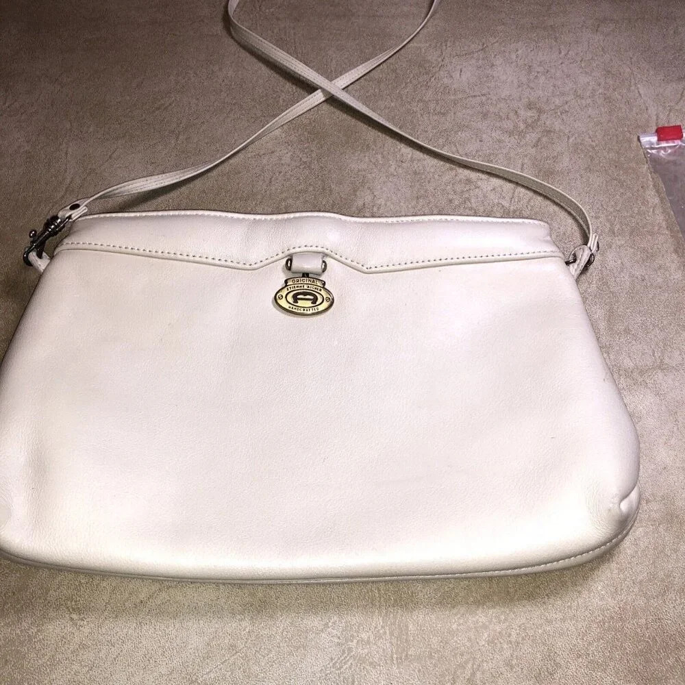 VINTAGE ETIENNE AIGNER SMALL CROSSBODY‎ HANDBAG CREAM SOFT LEATHER  SHOULDER